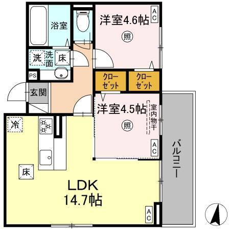 D-ROOM 369(2LDK/1階)の間取り写真