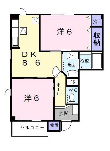 プランドール(2DK/1階)の間取り写真