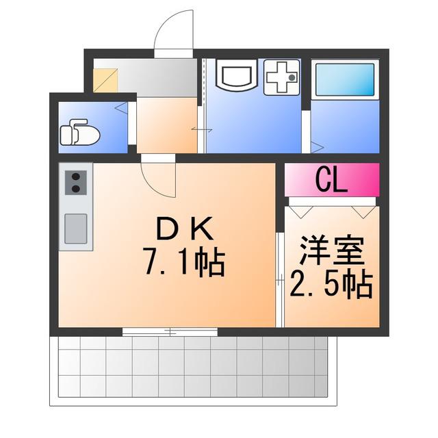 大浜北町シーエム・シス(1DK/3階)の間取り写真