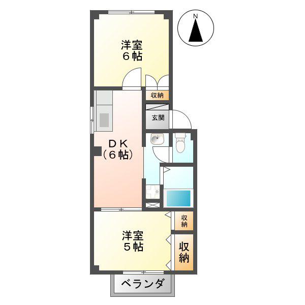 ブレスト南山 A・B(2DK/1階)の間取り写真