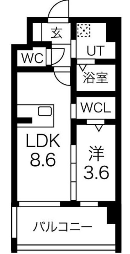 エストワン東大阪(1LDK/2階)の間取り写真