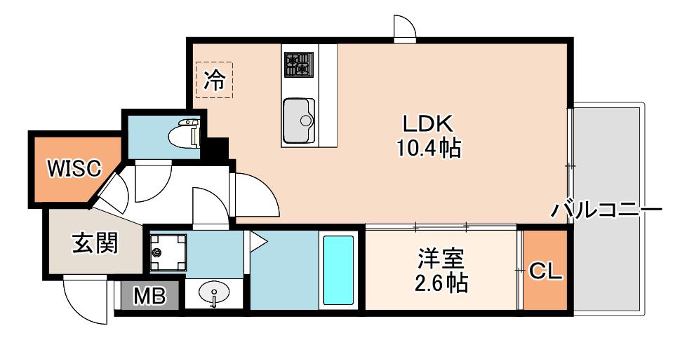 AFFLUENCE難波イースト(1LDK/11階)の間取り写真