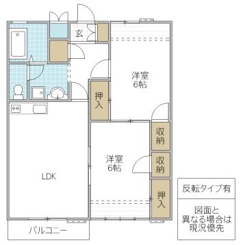 ポエムF(2LDK/2階)の間取り写真