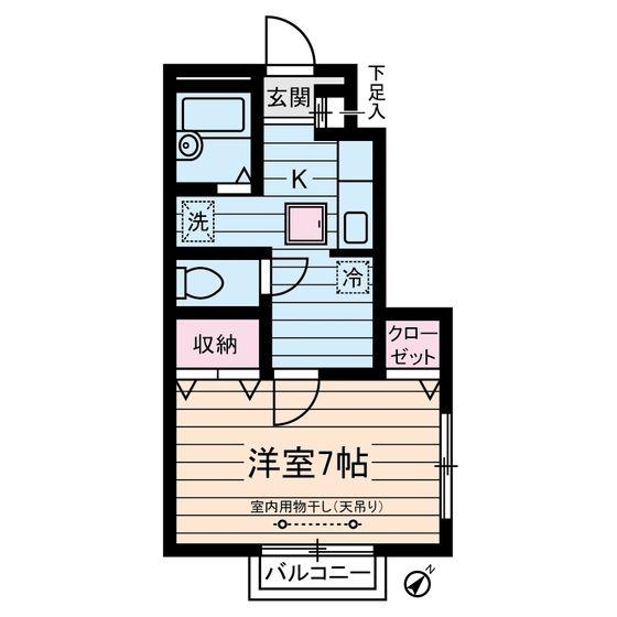 ハイツ・サン(1K/1階)の間取り写真