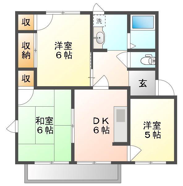 フレグランス上林B(3DK/2階)の間取り写真
