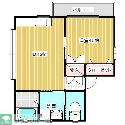 グリーンハウス(1DK/2階)の間取り写真