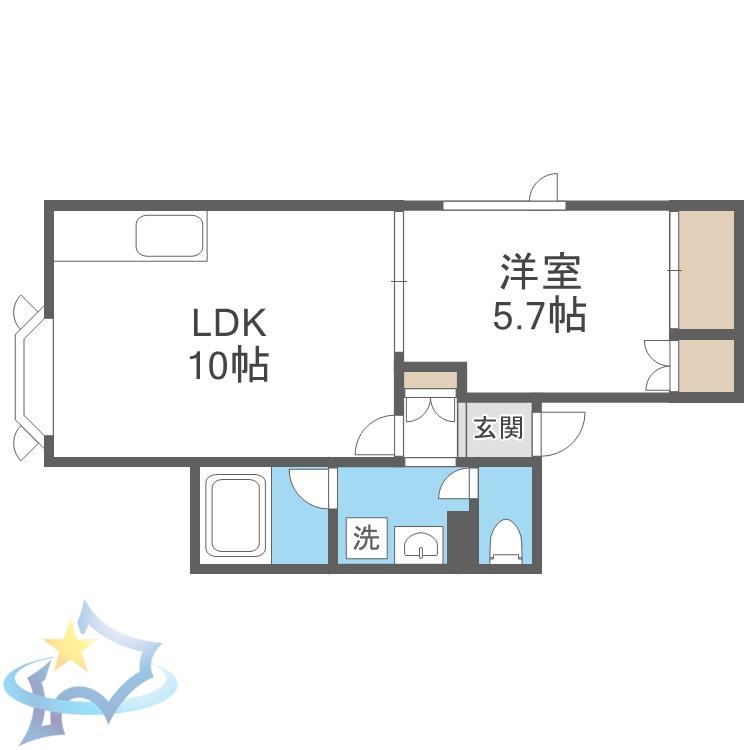 サイレント西野(1LDK/2階)の間取り写真