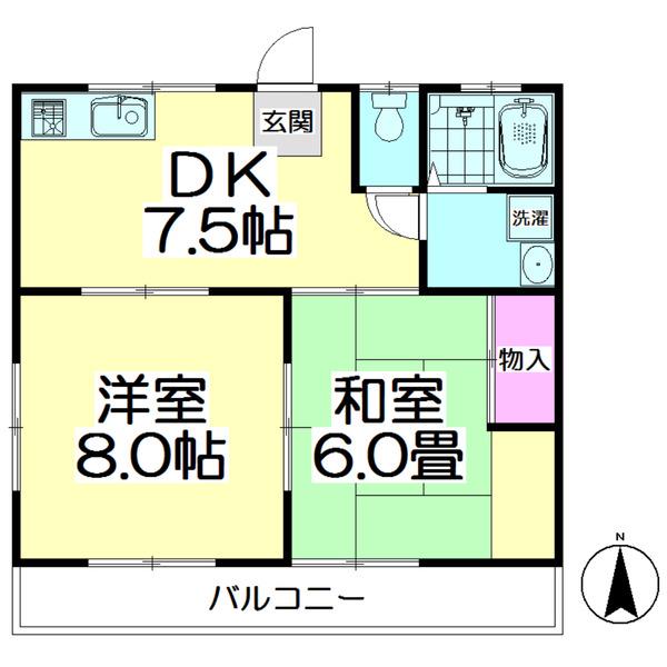 大宗コーポ第三(2DK/1階)の間取り写真