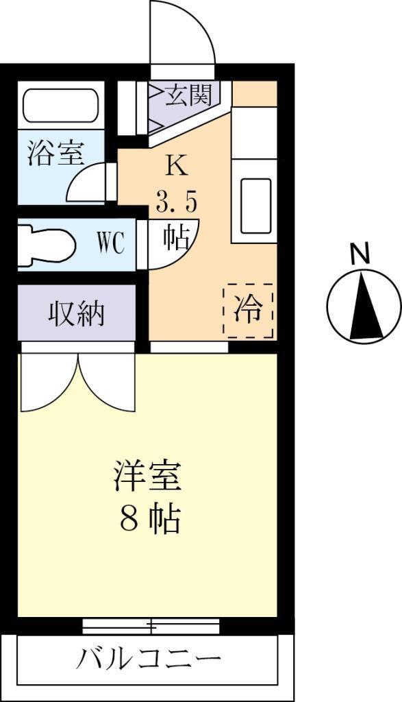 セジュール春日(1K/2階)の間取り写真