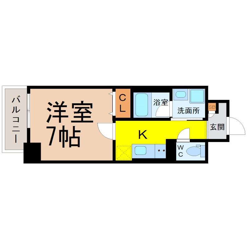 ブリリアコート金山(1K/8階)の間取り写真