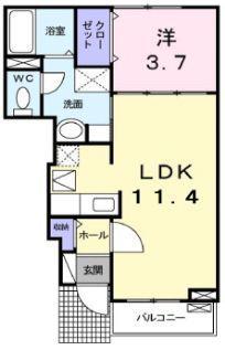 サン・フィオーレ(1LDK/1階)の間取り写真
