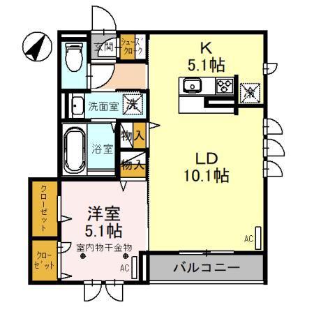CLASSEUM連坊I(1LDK/3階)の間取り写真