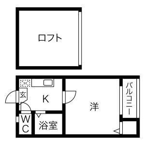 LOFT2本陣(1K/2階)の間取り写真