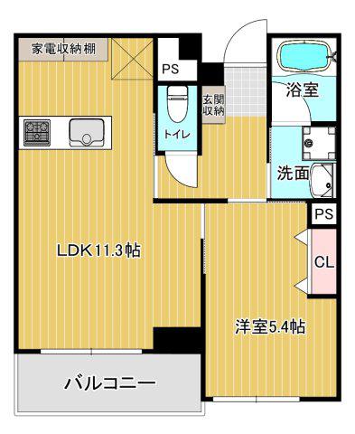エグゼ八木北(1LDK/5階)の間取り写真