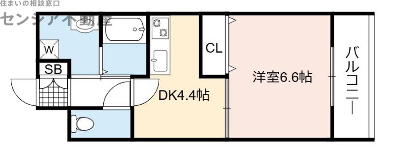グランドールハタダビルディングI(1DK/9階)の間取り写真