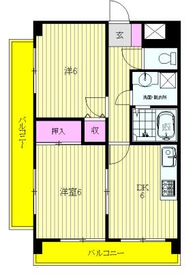 菊野台KYハイツ(2DK/2階)の間取り写真