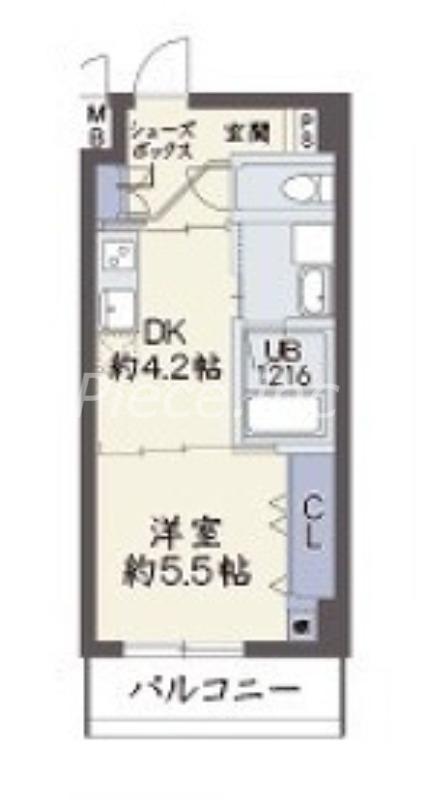グランフォルテ田川(1DK/4階)の間取り写真