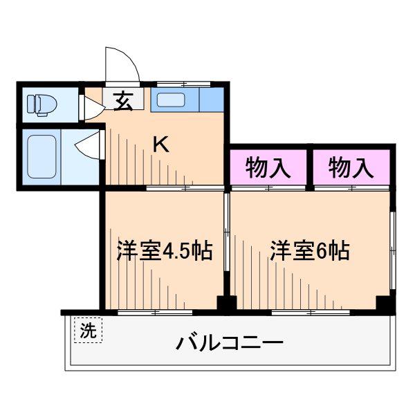 黒川コーポ(2K/2階)の間取り写真