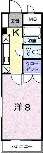 サニ-ヒル(1K/1階)の間取り写真