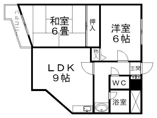 K2オリエントビル(2LDK/6階)の間取り写真