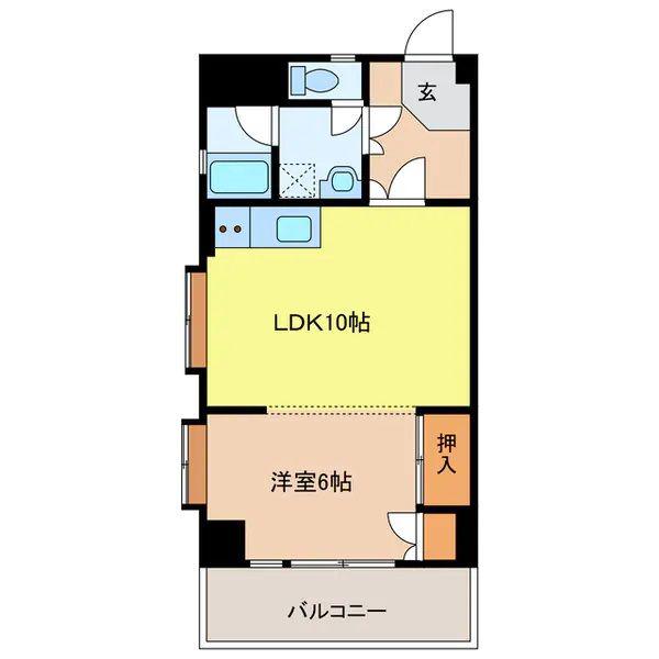 エステート・ミト D棟(1LDK/3階)の間取り写真