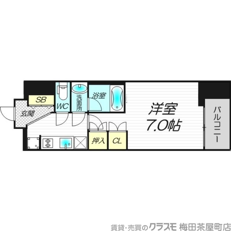 ルネフラッツ谷町四丁目(1K/10階)の間取り写真