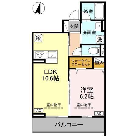 TORISIAS ゆいの杜6丁目 D棟(1LDK/3階)の間取り写真