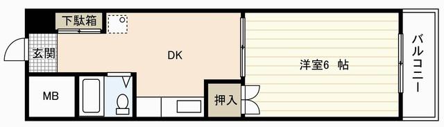 第2原本ビル(1DK/7階)の間取り写真