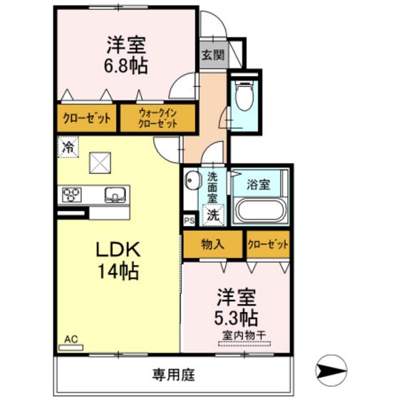 ルミエール(2LDK/1階)の間取り写真