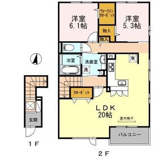 プランドール(2LDK/2階)の間取り写真