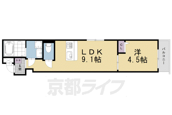 エスペランサ四条堀川(1LDK/3階)の間取り写真