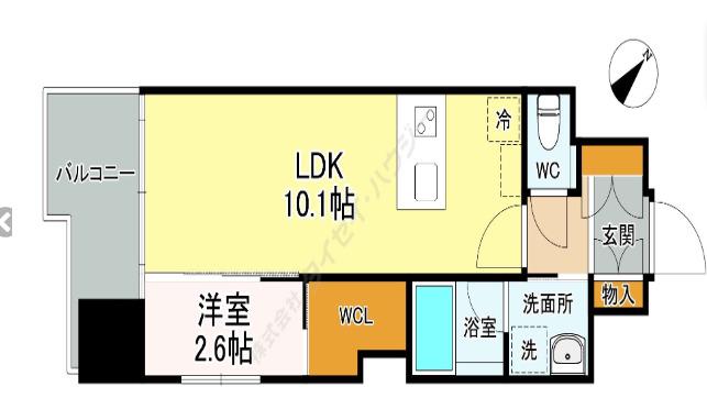 アクアステージ美野島(1LDK/4階)の間取り写真