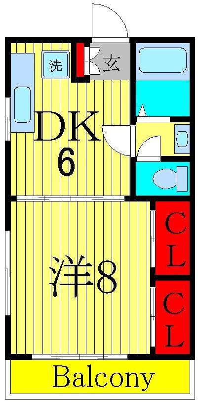 ラバーゼ東綾瀬(1DK/2階)の間取り写真