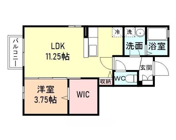 ロミオ・グレース C棟(1LDK/1階)の間取り写真