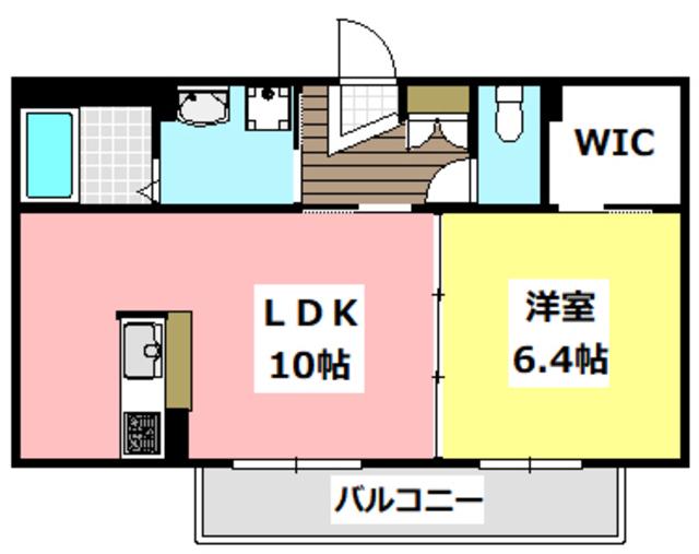 シャーメゾン豊川A棟(1LDK/2階)の間取り写真