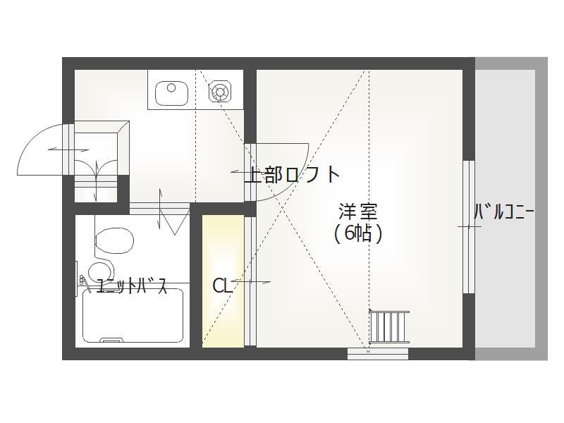 プランドール楠葉(1K/2階)の間取り写真