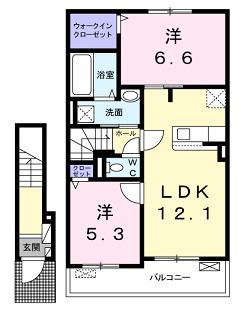 ルタンS I(2LDK/2階)の間取り写真