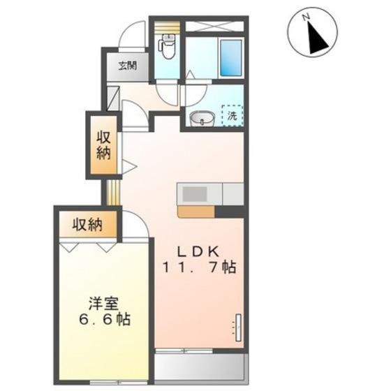 ヴィラ アマーブレス(1LDK/1階)の間取り写真