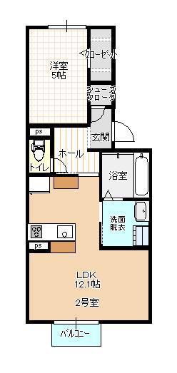 ハートフル新保(1LDK/3階)の間取り写真