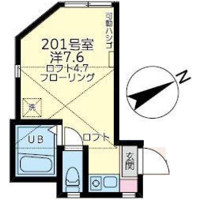ユナイト上大岡プラチーダエ(ワンルーム/2階)の間取り写真