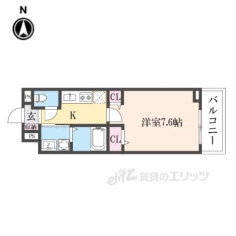 京阪本線 牧野駅 徒歩7分 3階建 築1年(1K/2階)の間取り写真