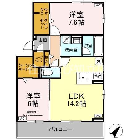 D-AVANCE小川町(2LDK/3階)の間取り写真
