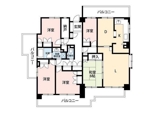 フラット三ツ沢公園(5LDK/6階)の間取り写真
