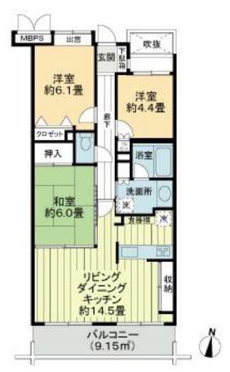 ライオンズガーデン三鷹台(3LDK/2階)の間取り写真