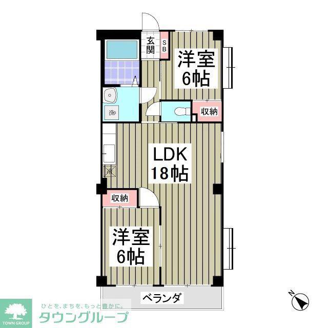 チェリーツリーパークマキ(2DK/2階)の間取り写真