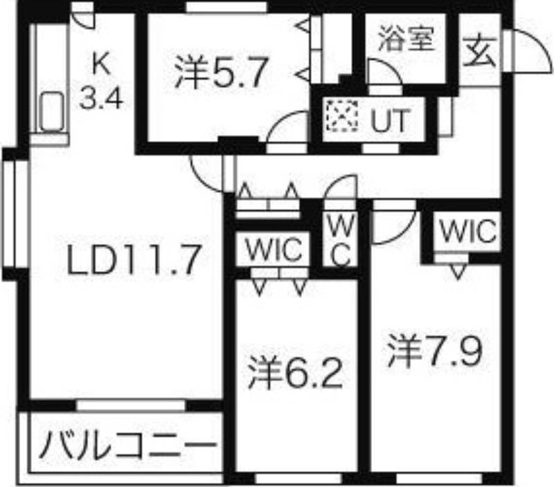 エクレール新琴似(3LDK/2階)の間取り写真