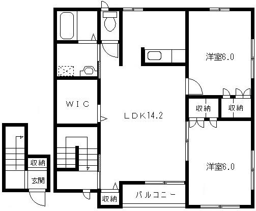 ヴィラ・パルテール(2LDK/2階)の間取り写真