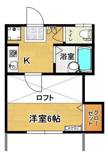 パレス安積III(1K/1階)の間取り写真