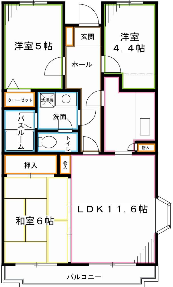 ベルガーデン(3LDK/2階)の間取り写真