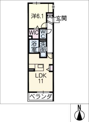 ソーテル黒川(1LDK/2階)の間取り写真